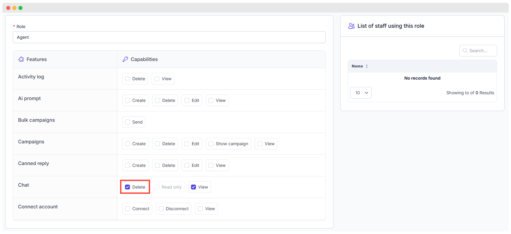 Enable Delete Chat Permission
